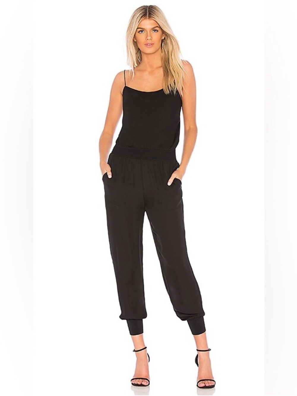 Theory Rib Combo Tank Joggers Jumpsuit in Charcoal Gray NEW